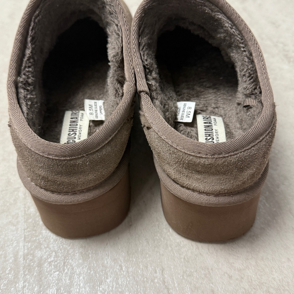 Women’s Platform Slip-On Suede Shoe - Taupe - Picture 5 of 9